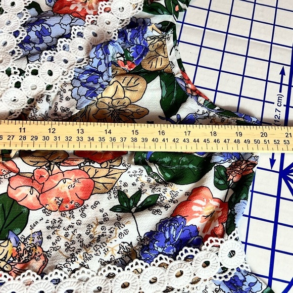 SUZANNE BETRO PEPLUM TOP XL FLORAL LACE BACK ZIP SLEEVELESS - Picture 6 of 8